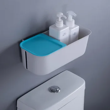 

Multi-function wall mounted toilet storage box tissue boxes makeup organizer wall shelf toothbrush holder bathroom accessories