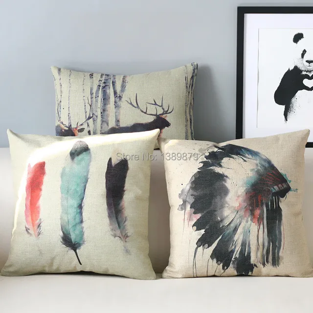 American Indian Style Exotic National Wind Literary Personality American Indian Style Exotic National Wind Literary Personality Cotton Pillow Cushion Sofa Cushions Office