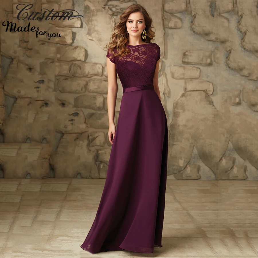 Wedding Plum Dresses popular plus size plum dress buy cheap lots imported wedding party grape chiffon floor length modest bridesmaid dresses with sleeves