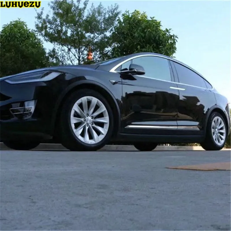 

Luhuezu 4pcs Abs Chromed Side Moulding Trim Door body moulding Cover For Tesla Model X Accessories 2015-2017