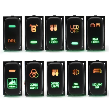 

1pcs Plastic Auto Led Light Bar Switch Dual LED lights In Yellow And Green ON-OFF Push Switch 3A 12V For Mitsubishi For Triton