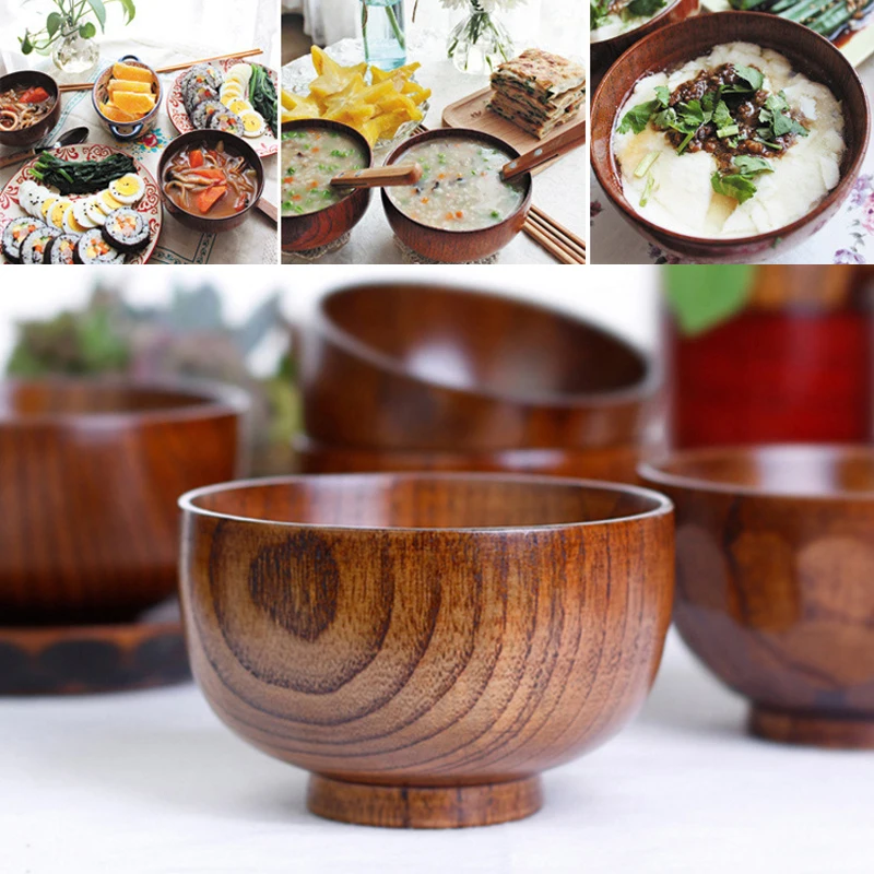 Tofok 1 шт. модная круглая миска из натурального дерева кухонная ручная работа для