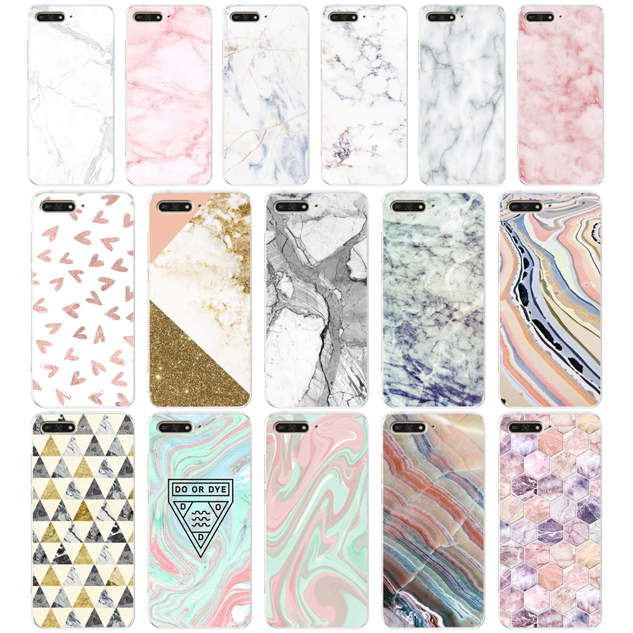 

120AQ pink white blue marble Soft Silicone Tpu Cover Case for huawei Honor 7a pro 7x play 5.45 5.7 inch case