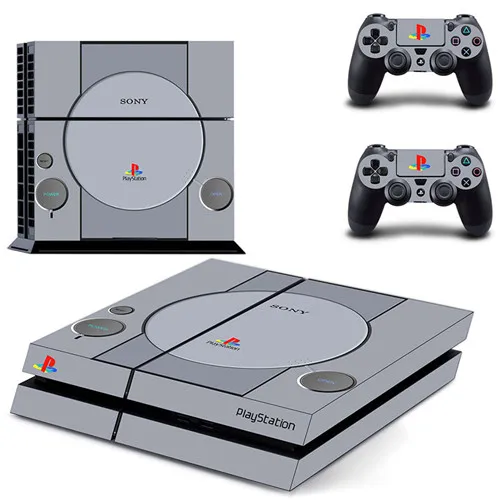 PS1 стиль 20th юбилей наклейка PS4 кожи Стикеры для sony Playstation 4 консоли защитная пленка+ 2 шт. контроллеры 4 узоры - Цвет: DPTM0200