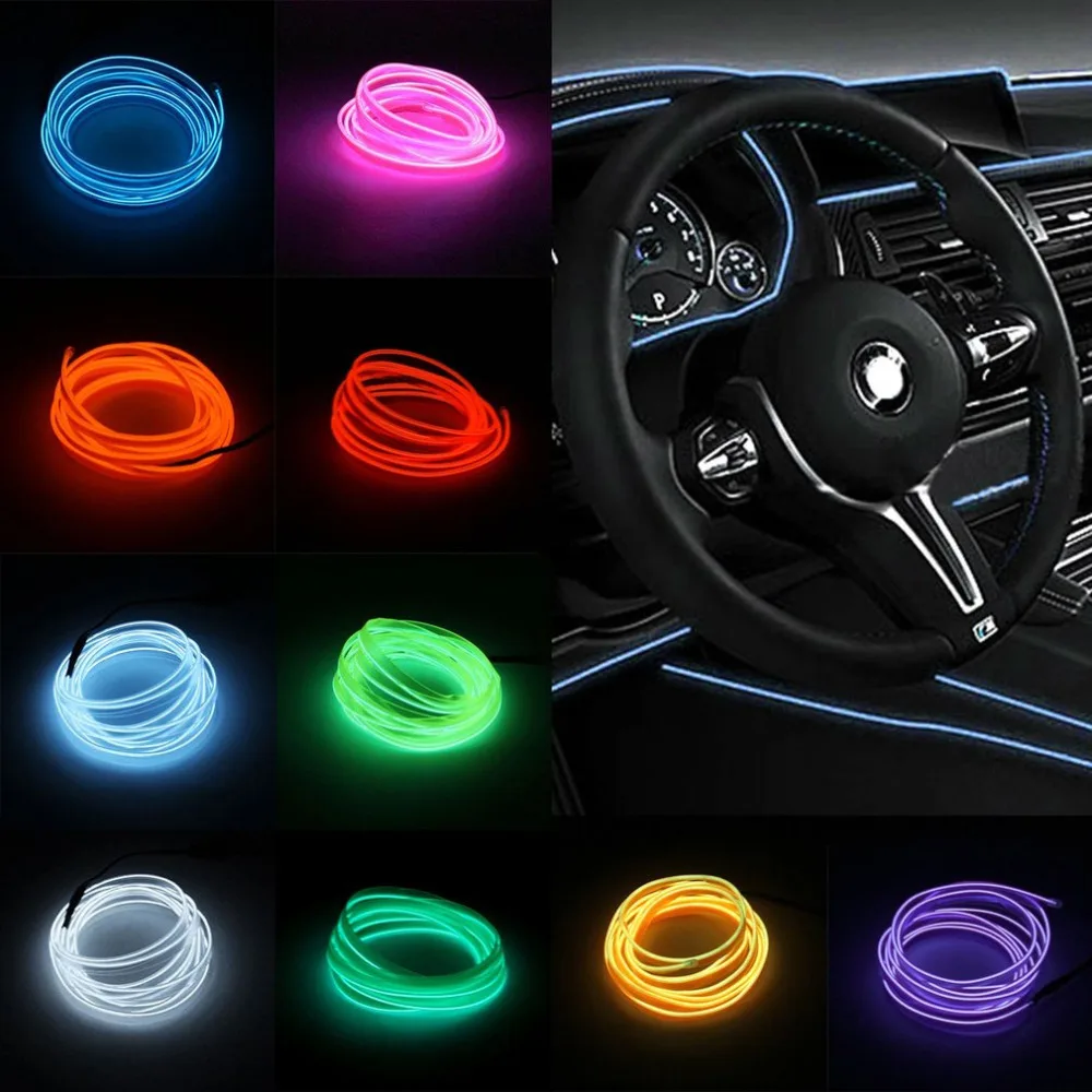 

1M EL Soft Tube Strips Neon WIre For Home House Car Auto Decoration Bendable Flexible Party Events Deco EL Glow Rope
