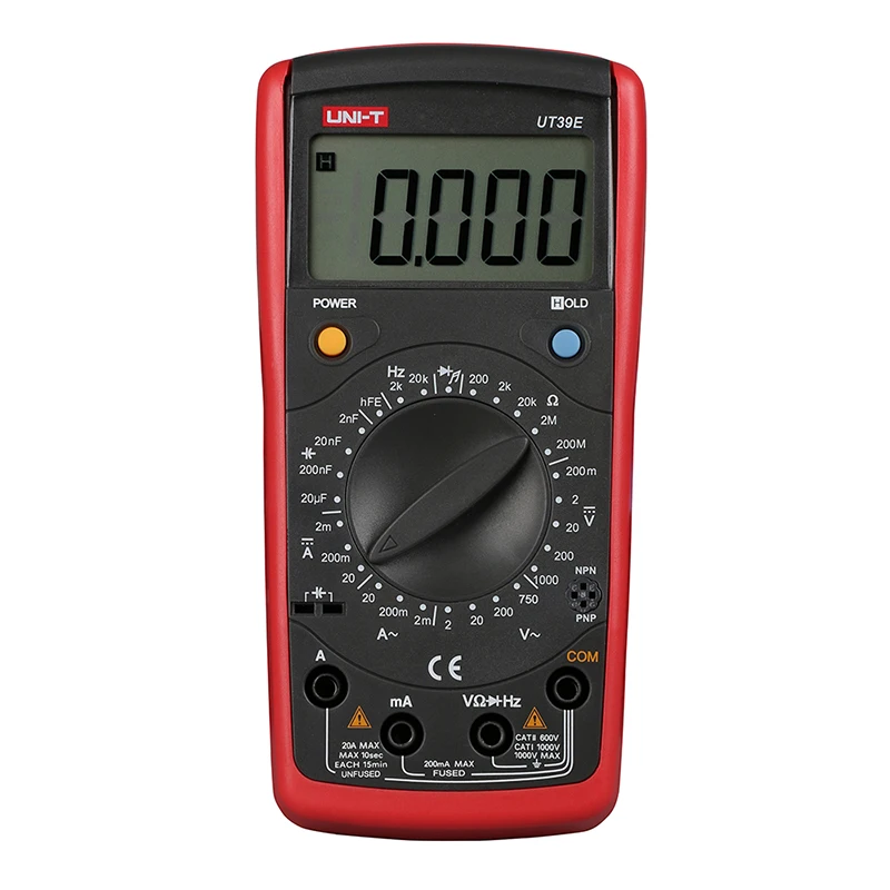 UT39E Handheld Multimeter Ammeter Ohm Volt Meter LCD Count 19999 Digital Multimeter Transistor Data Hold High
