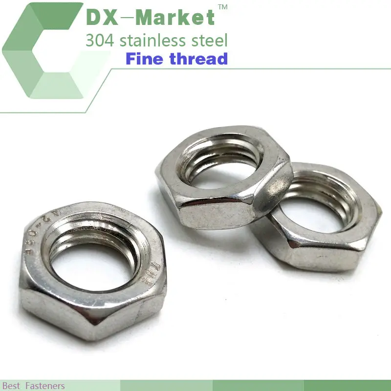 

m6*0.75p , 100pcs , Hexagon thin nut , 304 stainless steel Fine thread hex nuts din439