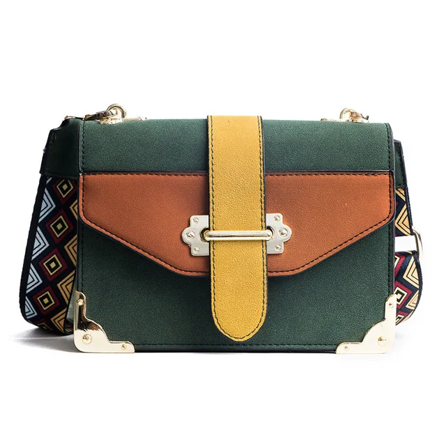 

Small bag female new Korean hit color wide shoulder strap small bag wild shoulder bag diagonal bag