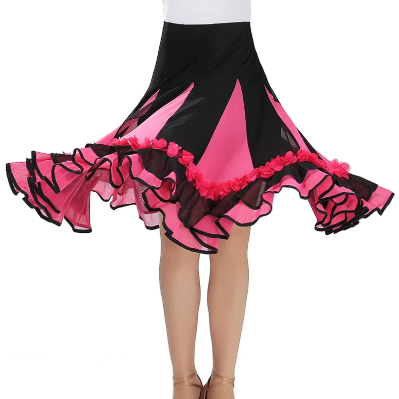 

Brand Fashion Elegant Ballroom Dance Wear Mesh Latin Dance Skirt For Women Elastic Waist Casual Skirts