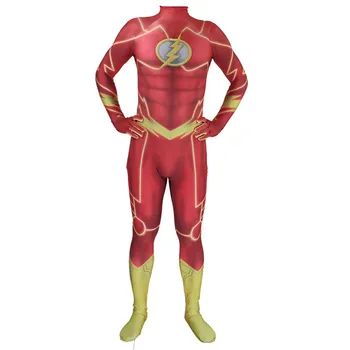 

The Flash Superhero Costumes Adult Kids Flash Barry Allen Cosplay Rave party Men's Bodysuit Tights 3D Printing Lightning
