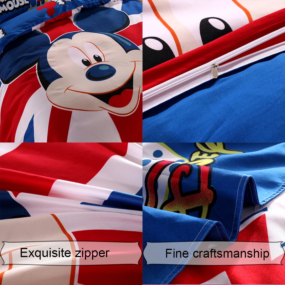  Disney Mickey Mouse Bedding Sets Queen King Size Cartoon Duvet Cover Quilt Cover Pillowcase Bed She