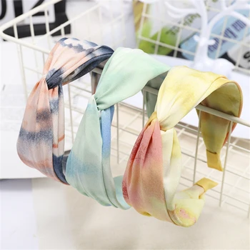 

Haimeikang Summer Colorful Ink Headbands Girls Korean Style Hairband Fashion Pink Cross Bowknot Hair Accessories Dropshipping