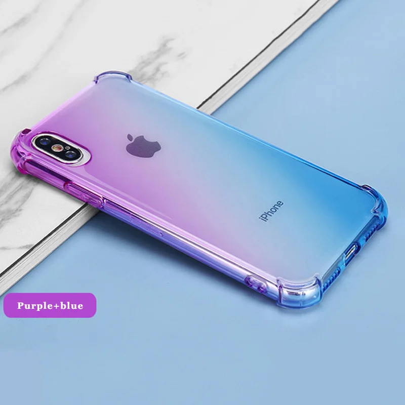 

Wholesale 20pcs/lot Gradient rainbow shockproof silicone case for Iphone X XS max Iphone xr cases phone cover soft back covers