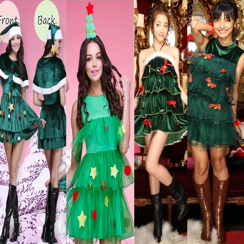 Рождественский костюм зеленая Рождественская елка для костюма Рождественский Костюм
