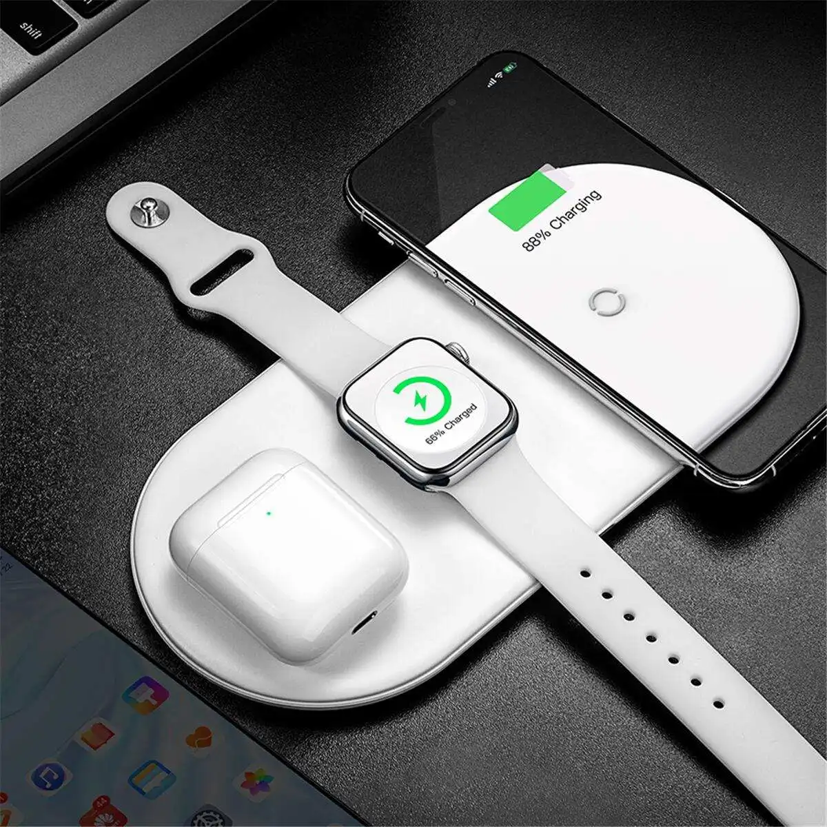 

3 in 1 Fast Charging Qi Wireless Charger Pad for iPhone X XS MAX XR 8 for AirPod Charger for Apple Watch Series 2 3 4