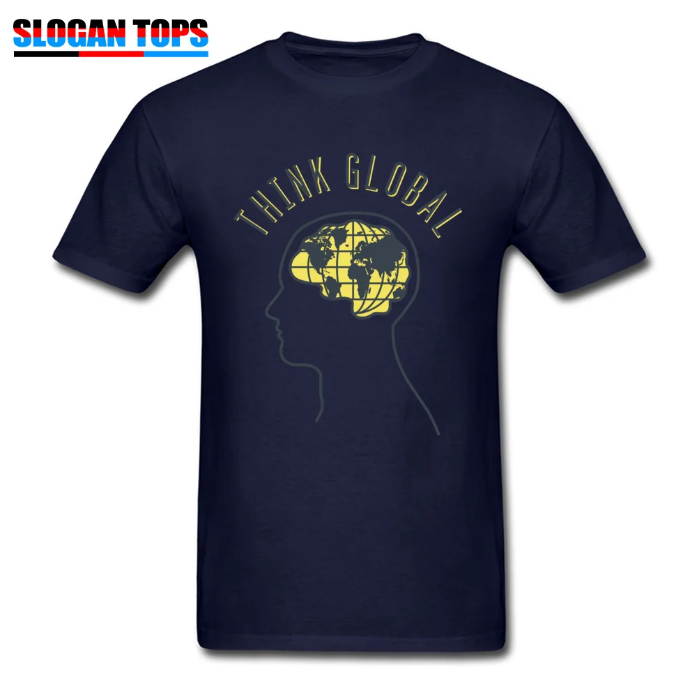 Think Global 1 Print VALENTINE DAY 100% Cotton Fabric O Neck Men Tees Normal Tee Shirts New Coming Short Sleeve T Shirts Think Global 1 navy
