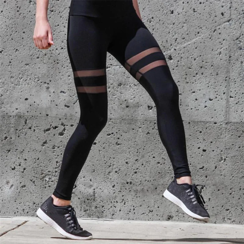Women Elastic Waist Pants Sports Tight Pants High Waist Slim Running