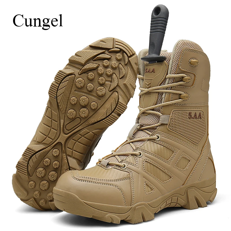 Cungel/Новинка; мужские уличные армейские ботинки; треккинговые ботинки; военные тактические ботинки; ботильоны для пустыни; обувь для альпинизма