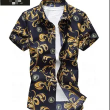 Летние Для Мужчин's Бизнес Повседневное рубашка с короткими рукавами плюс жира, чтобы увеличить Размеры тонкий срез рубашка свободные цветок рубашка М-7XL