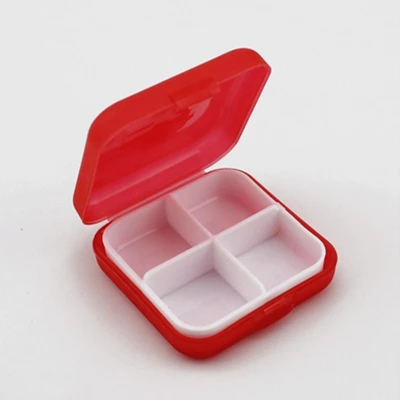 Новая коробка для экстренной помощи, переносная аптечка для путешествий, 4 решетки, минил, медицинский набор, семейные таблетки, сумка для хранения лекарств, удобная - Цвет: Red