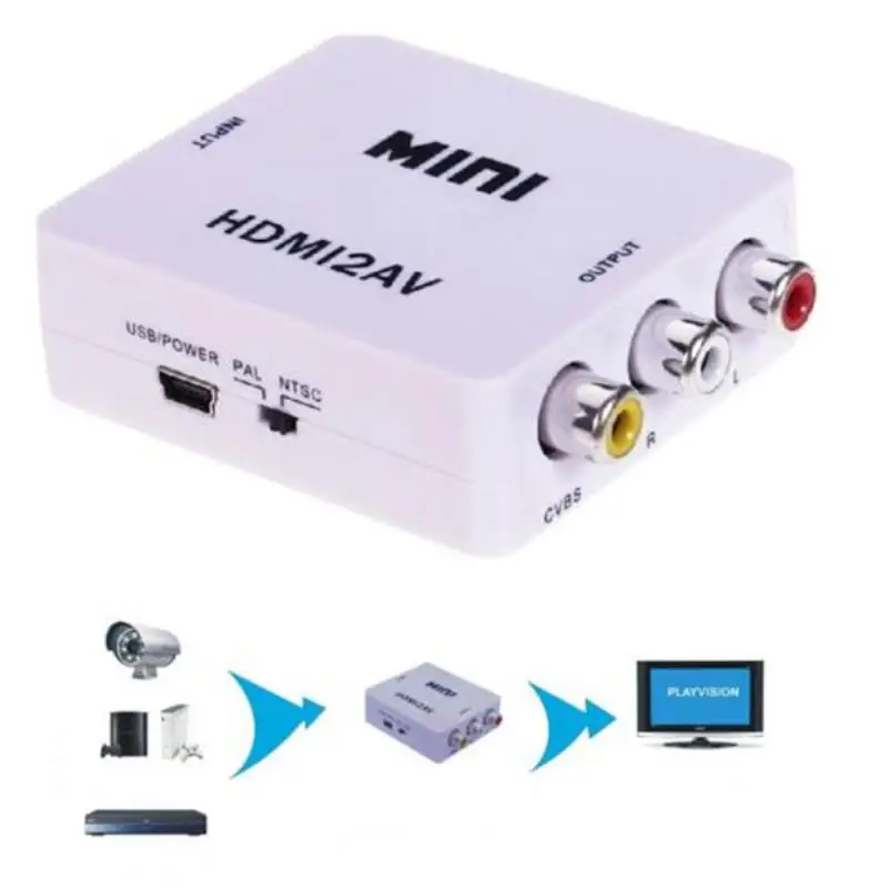 

Mayitr 1pc 1080P Composite HDMI to RCA Audio Video Adapter High Quality HDMI to AV CVBS Converter With USB Cable For HDTV DVD