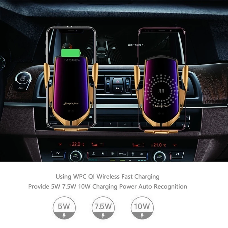 Беспроводное автомобильное зарядное устройство для samsung S10 S9 S8 Plus Note 9 8 A50 Chargeur 10 Вт Быстрая зарядка