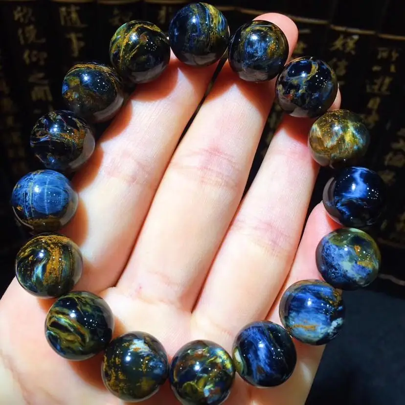 

Natural Namibia Pietersite Blue Yellow Beads Gemstone 13mm Round Bead Bracelets Man Women AAAAA Drop Shipping