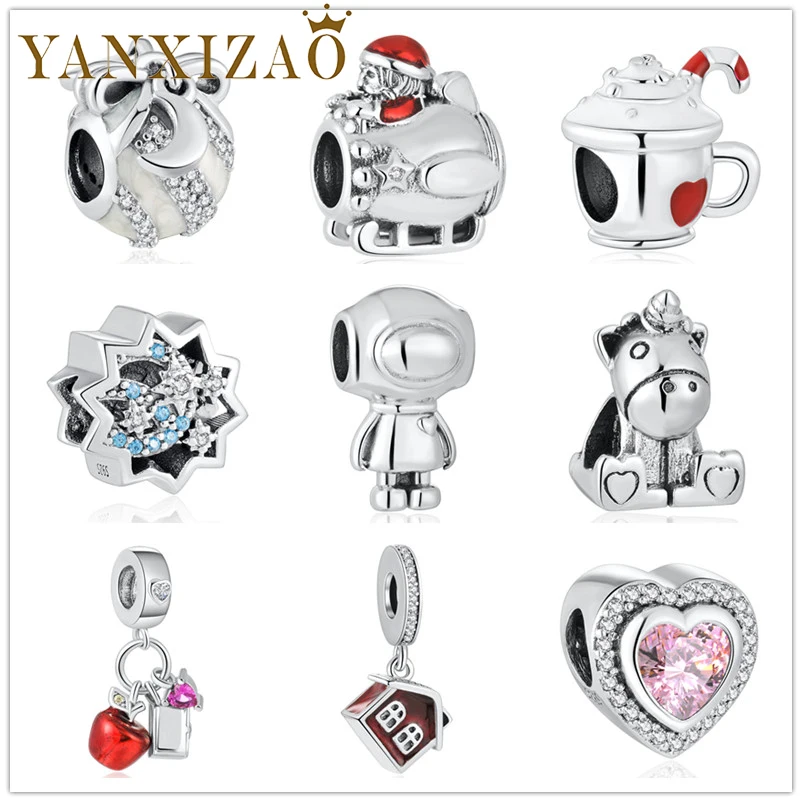 

Yanxizao Christmas New Year Gift Apple Santa Claus Cup Fit Pandora Charms Silver 925 Original Beads For Jewelry Making Bracelet