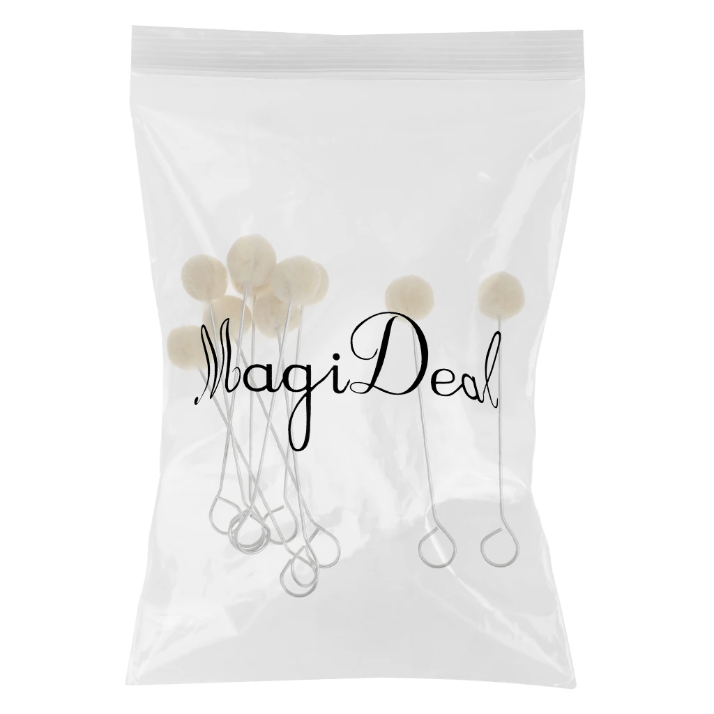 Pack of 10 Wool Daubers with Metal Handle for Leather Dyes Sealers Processing Wool Ball Leathercraft Tool