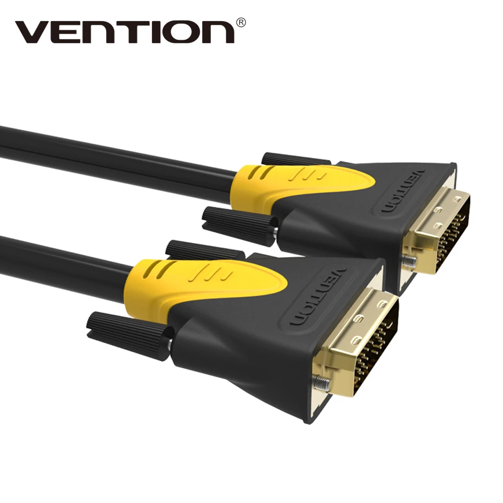 Vention кабель DVI 1 м/1,5 м/2 м/3 м/5 м DVI (24 + 1) pin Кабель-адаптер Dual Link цифровой M/M для ПК проекторы HDTV DVD STP