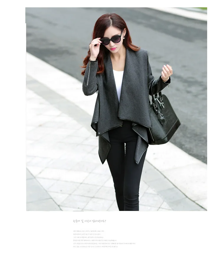 Новая женская мода зимнее шерстяное пальто женские модные куртки шерстяное пальто 3 цвета - Цвет: Темно-серый