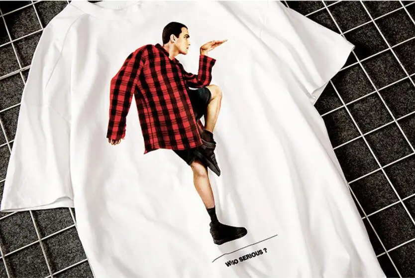 M-XXL! Летняя Личность печати свободные с короткими рукавами в европейском и американском стиле high street Хип Хоп молодежь пара футболка