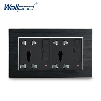 

Universal Socket with USB Wallpad Wall Light Switch Aluminium Satin Metal Panel Double Universal socket with 4 USB Charging Port