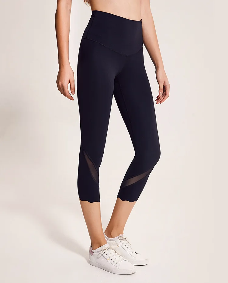 Цветовая ценность телячья сетка лоскутное гимнастический, спортивный, для йоги капри брюки женские нейлон с высокой талией, для фитнеса бега укороченные брюки колготки xs-xl