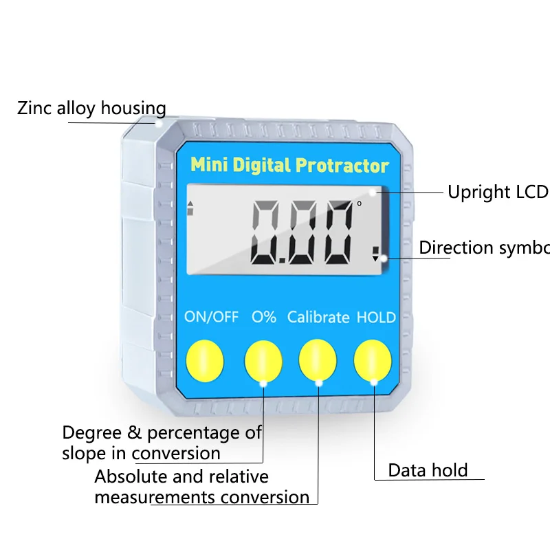 4*90 градусов Мини цифровой транспортир Инклинометр Металлический Угол Finder Уровнемер Магнитная база измерительные инструменты