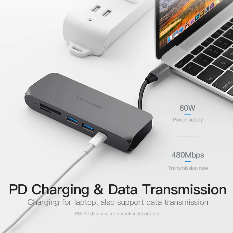 Vention USB HUB C к HDMI SD/TF кардридер Thunderbolt 3 адаптер для MacBook Samsung Galaxy S9 Huawei P20 Pro Type
