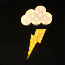 White metal Cloud lightning ray LED Marquee Sign LIGHT UP Vintage night light wall lamps Indoor Deration