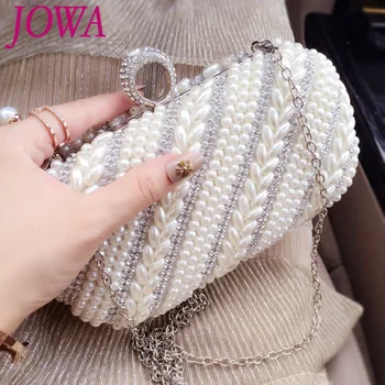 

2019 Women's Fashion Evening bags New Design Socialite Pearls Diamonds Mini Clutch Wedding Party Bride Package Night Dress Purse