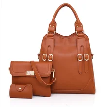 Женский набор сумок 3 шт. из искусственной кожи Женские однотонные повседневные сумки-тоут+ женская сумка-мессенджер+ кошелек женские розовые сумки на плечо 3 шт