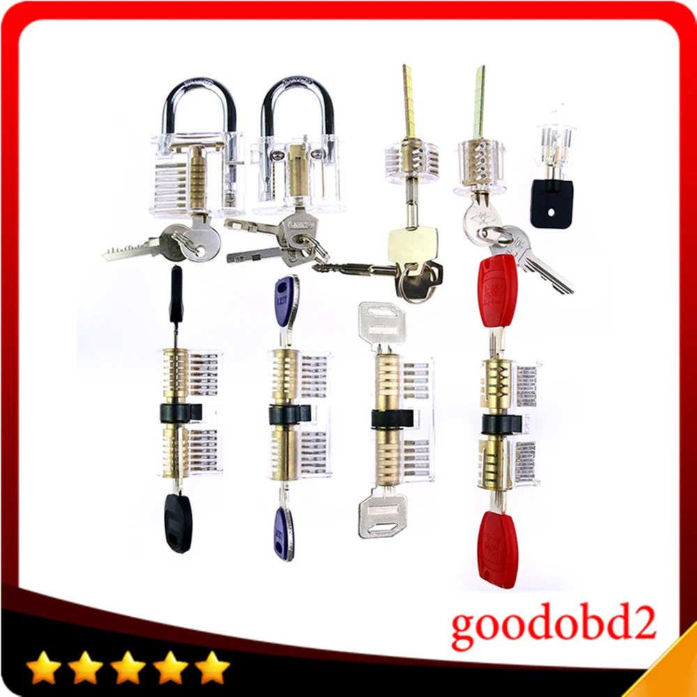 High quality Lock Pick Set 9Pcs/set Transparent Practice Locks
