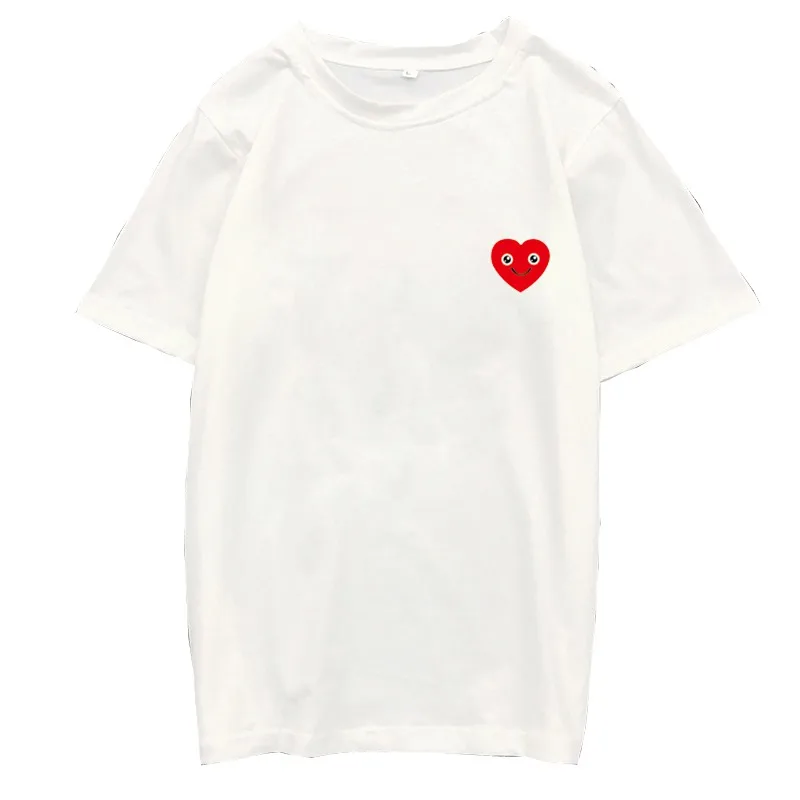 Женская футболка с коротким рукавом хлопковая надписью Smile Face Heartbeat Повседневная