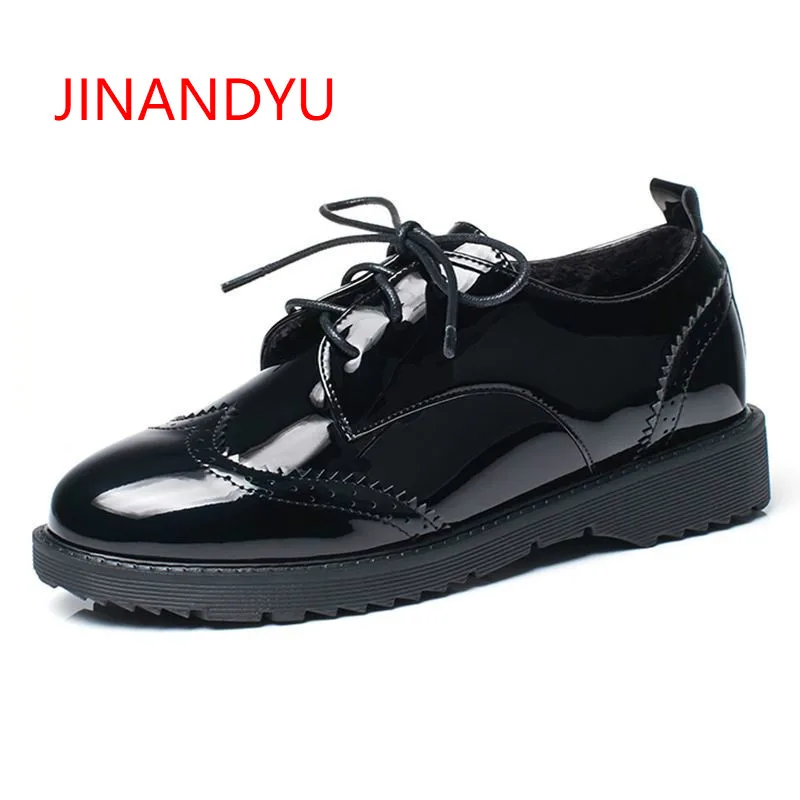 

2018 Fashion Thick Heels Women Pumps Women Patent Leather Shoes Lace Up Hoof Heels Footwear Bullock Female Platform Oxford Shoes