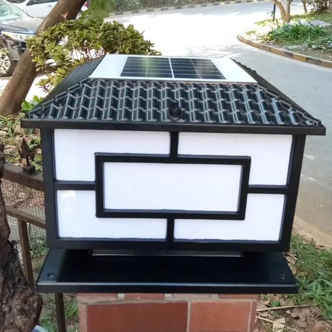 Fonte de Alimentação para Uso Luz ao ar Alta Qualidade Solar Pilar Lâmpada Led Jardim Livre Suporte Duplo w - t Preto ou Bronze Habitação 1p 7 Cheap Lâmpadas solares