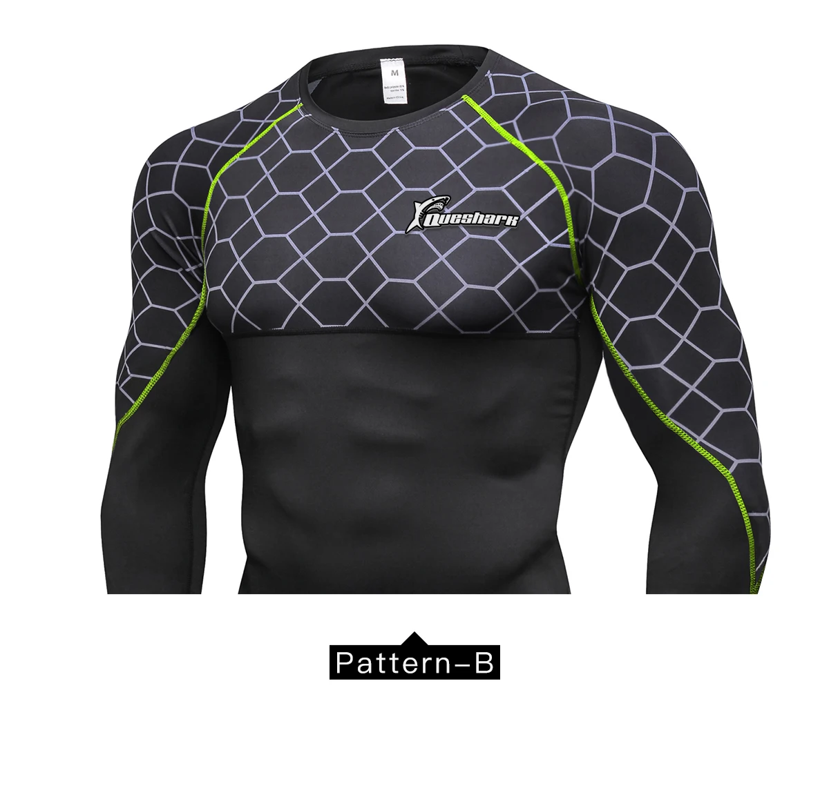 Queshark, Мужская компрессионная рубашка для фитнеса, для тренировок, бодибилдинга, рубашки с длинным рукавом, для кроссфита, дышащая, для тренировок, для бега, топы, футболки