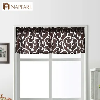 

NAPEARL 1 Piece Small Valance Sheer Curtains Short Tulle Drops All Match For Windows Thread Fabric Modern Stripe Rod Pocket Top