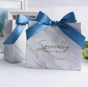 

20Pcs Marble Specially for you Wedding Favors Candy Boxes Party Return Gift Box Giveaways Boxes Candy Bag Bomboniera + Ribbons