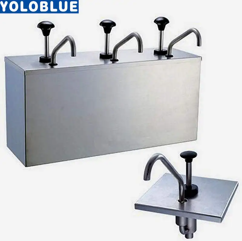 3-Bucket-Sauce-Dispenser-Pump-Squeeze-Condiment-Dispensing-Stainless-Steel_副本