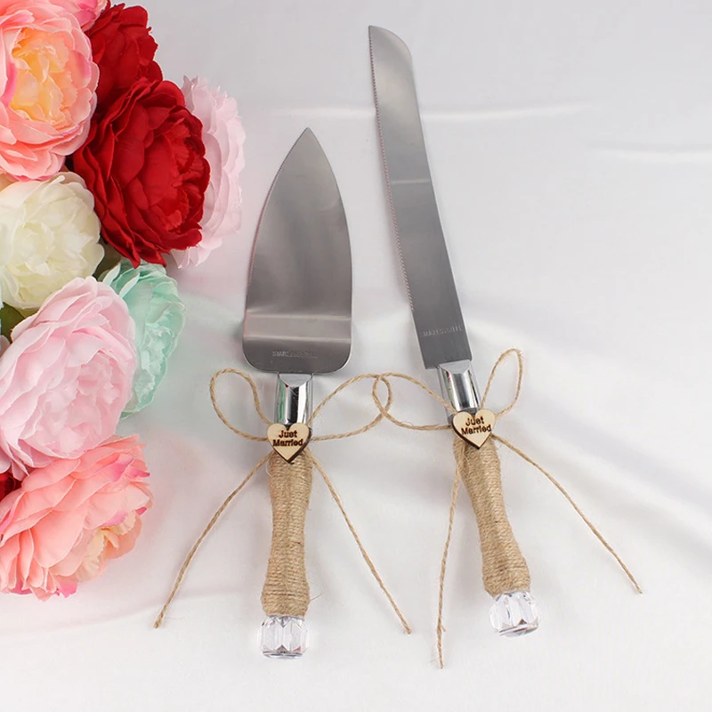 Romantic love just married Stainless Steel Cake Knife Server Set Cake Shovel Rustic wedding Bridal Shower party gift Decoration
