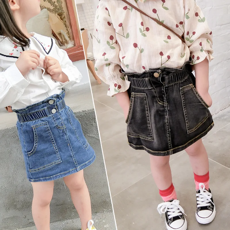 

2019 Spring Summer New Baby Girl High Waist Kids Denim Skirt for Girls Children Fashion All-match Skirts Toddler Girl Tutu Skirt