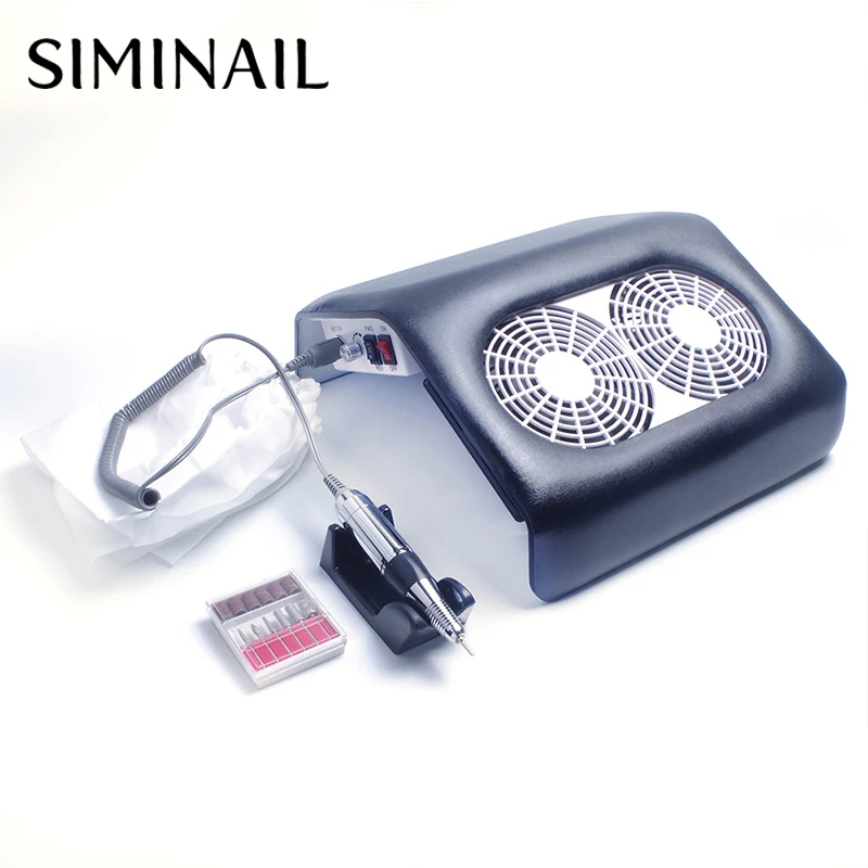 SIMINAIL 48 Вт пылесборник для ногтей, вентилятор для маникюра, пылесос для салона, два вентилятора, дрель для ногтей, 2 вентилятора